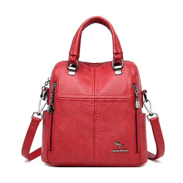 H0ca10775ebe94352b8c8f468d3890691E.jpg Sac à dos rouge en simili cuir avec grain femme