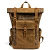 Sac à dos en toile et en cuir grand format homme