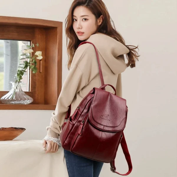 Sac à dos tendance en cuir véritable pour femme