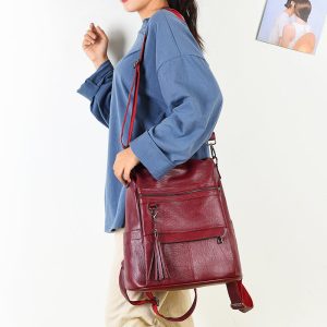 H82c6eb73bb374e35b8a73ae29c21fd73S.jpg Sac à dos en faux cuir rouge pour femme