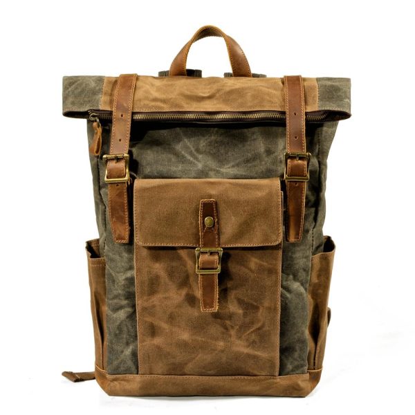 Sac à dos en toile et cuir homme