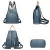 Sac à dos noir pour femme simili cuir PU avec poignée blanche