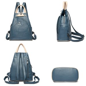 Haa76b7a7a8a84001a68a91aeb5232a96S.jpg Sac à dos noir pour femme simili cuir PU avec poignée blanche
