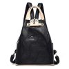 Sac à dos noir pour femme simili cuir PU avec poignée blanche