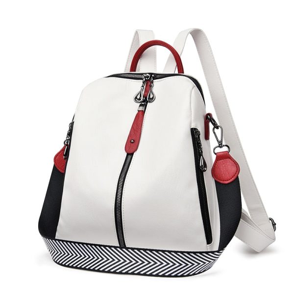 He467b0222a2347f48f19bce37ee0e2098.jpg Sac à dos en cuir simili rouge et blanc de ville