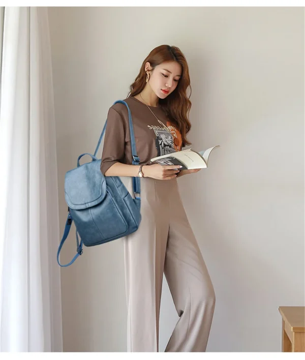 Sac à dos tendance en cuir véritable pour femme