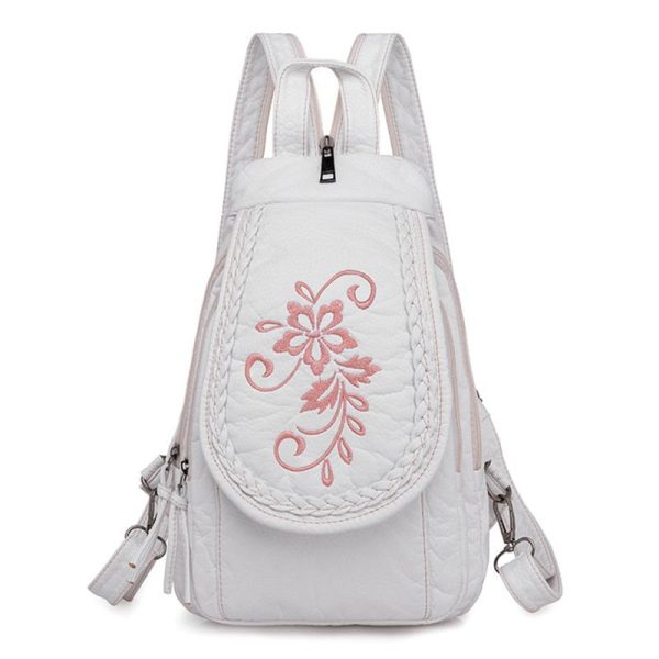 Hff3f5ee5416340a08074c508f11693b70.jpg Sac à dos en cuir simili blanc avec motif fleur