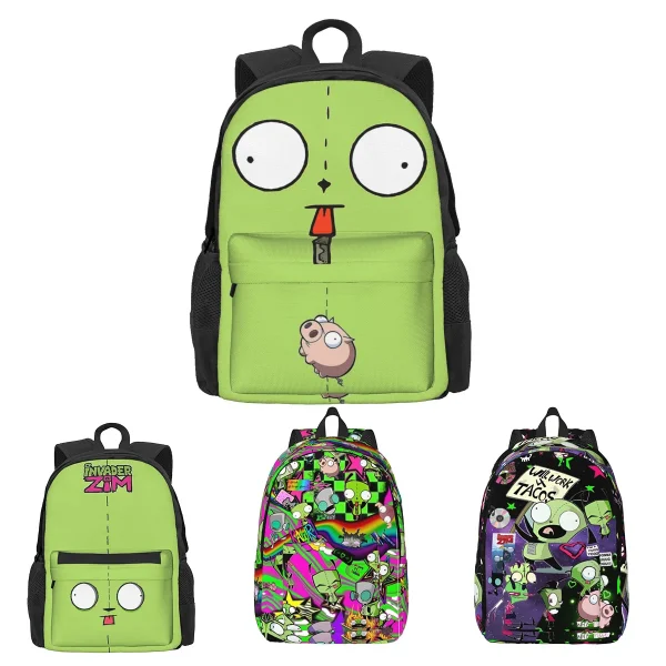 S835eaa7a62c749e985499764a4e3bfaeM.webp Sac à dos Invader Zim (motif Gir/Dib) – Tendance, spacieux