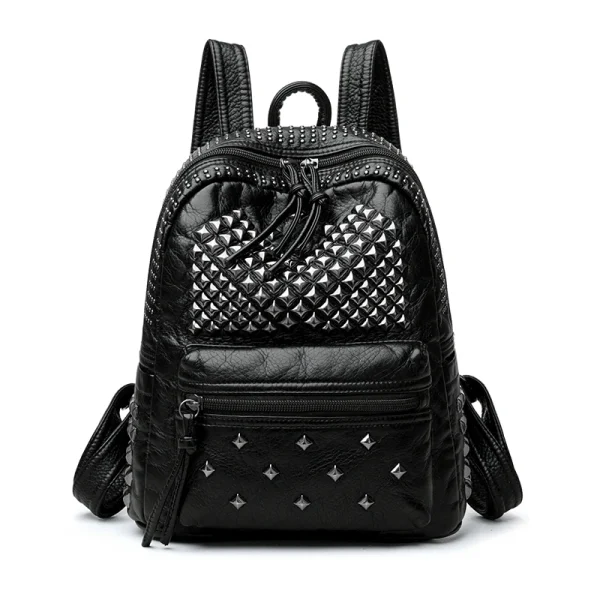 Sac à dos punk pour femme en similicuir