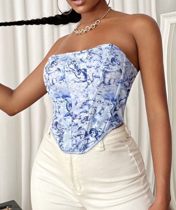 Corset Bleu Marine Blanc