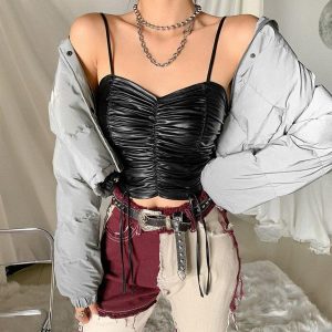 Corset Bustier Cuir Noir