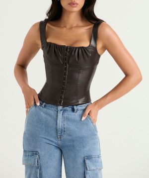 Corset Cuir Marron