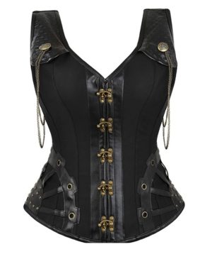 Corset Noir Simili Cuir