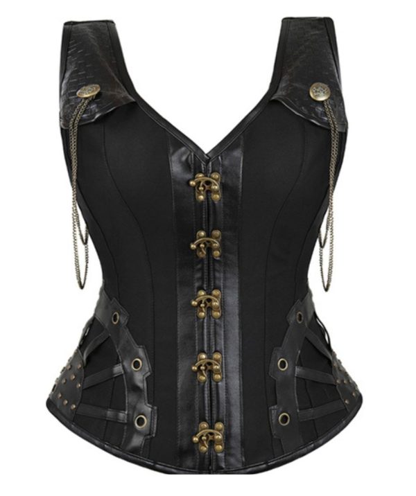 Corset Noir Simili Cuir