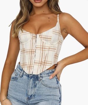corset-top-blanc-a-carreaux-marron.jpg Corset Top Blanc à Carreaux Marrons