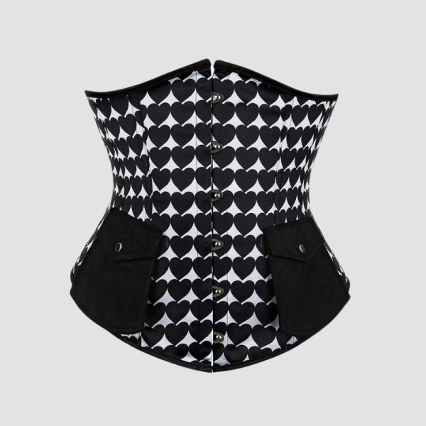corset-underbust-noir-et-blanc.png Corset underbust femme Noir et Blanc