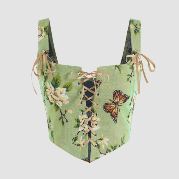 Corset Femme Vert Papillon