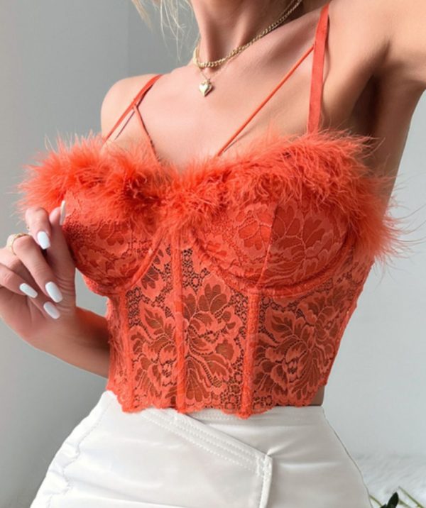 Orange Floral Corset Top
