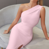 Robe corset asymétrique rose