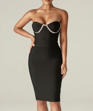 robe-corset-bustier-maille-noire.jpg Robe Corset Bustier à Maille Noire