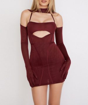 Robe Courte Avec Corset Bordeaux