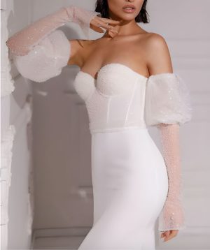 Robe de Mariée Blanche à Corset