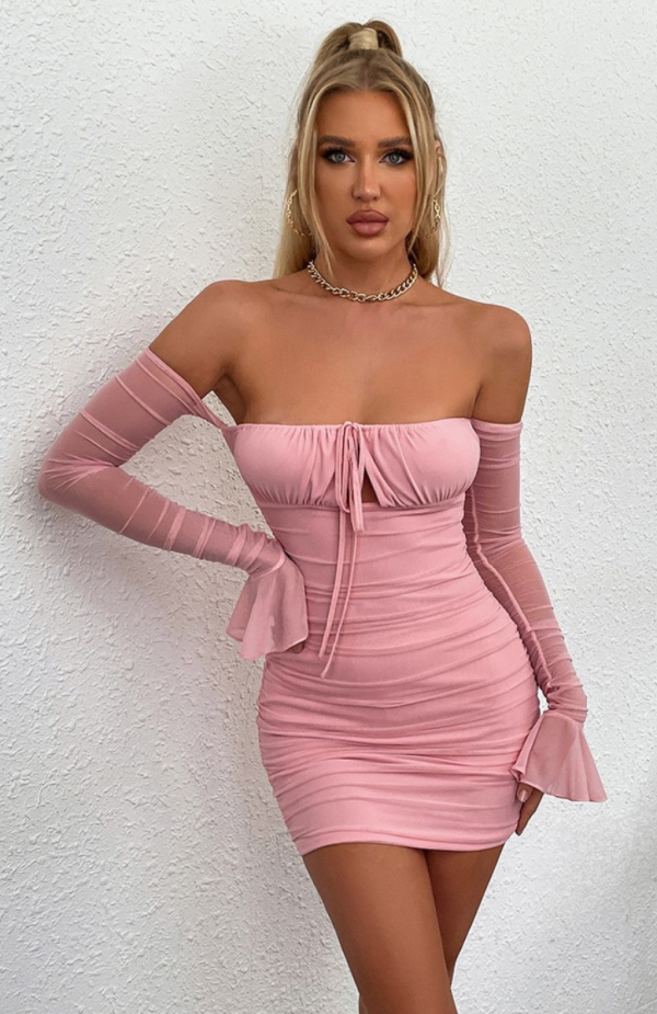 Robe corset rose poudré