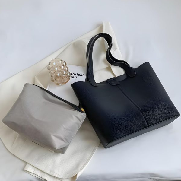 Sac cabas cuir souple bandoulière femme