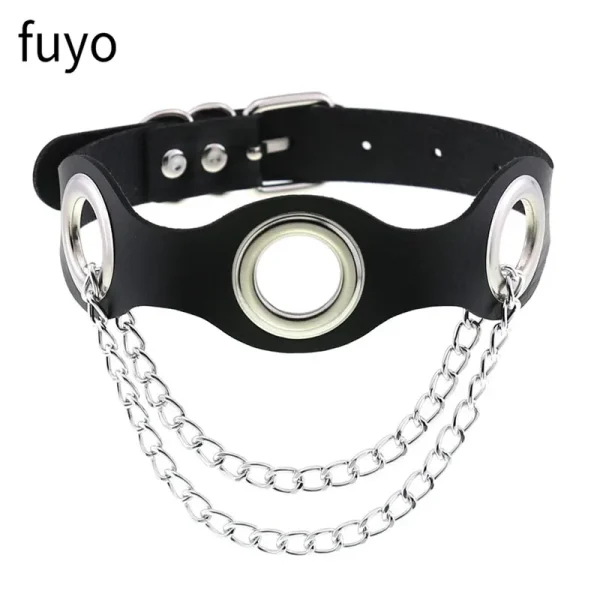 Collier ras du cou en cuir PU style gothique punk
