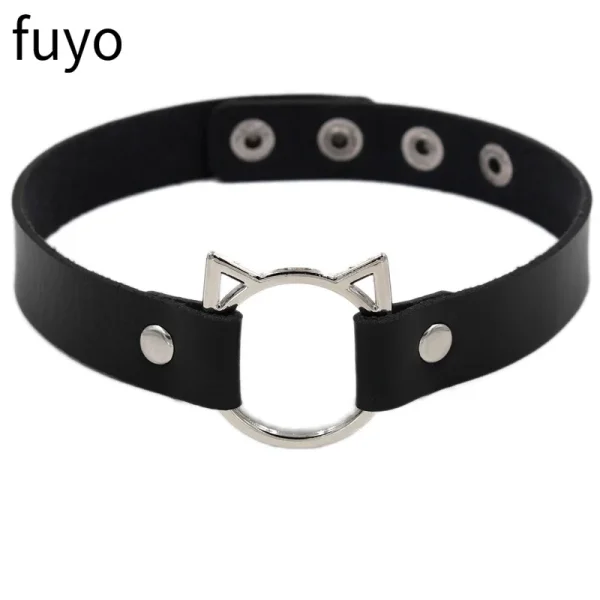 Collier ras du cou en cuir PU style gothique punk