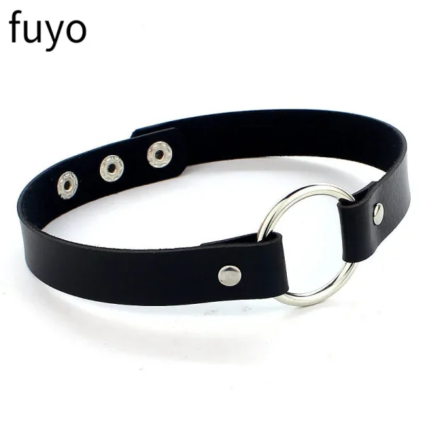 Collier ras du cou en cuir PU style gothique punk