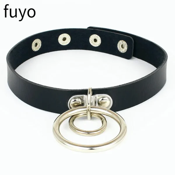Collier ras du cou en cuir PU style gothique punk
