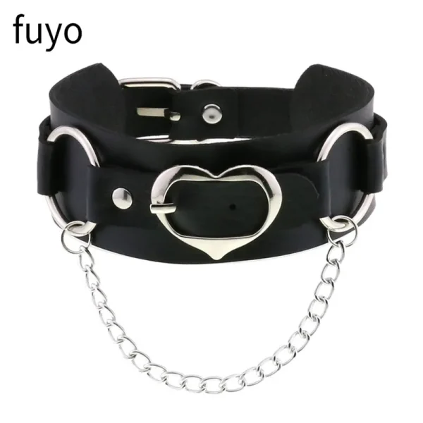 Collier ras du cou en cuir PU style gothique punk