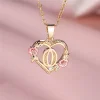 Collier avec pendentif lettre (A-Z) et motif floral