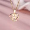 Collier avec pendentif lettre (A-Z) et motif floral