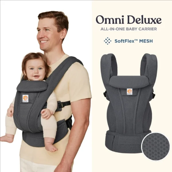 S47b9d2ef800444b88b2728db598a6ac77.webp Porte-bébé multi-positions en coton et maille respirante