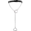 Collier ras-de-cou en cuir noir avec pendentif cœur