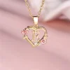 Collier avec pendentif lettre (A-Z) et motif floral