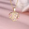 Collier avec pendentif lettre (A-Z) et motif floral