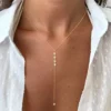 Collier cravate en acier inoxydable plaqué or,
