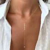 Collier cravate en acier inoxydable plaqué or,