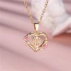 Collier avec pendentif lettre (A-Z) et motif floral