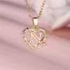 Collier avec pendentif lettre (A-Z) et motif floral