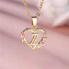 Collier avec pendentif lettre (A-Z) et motif floral