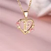 Collier avec pendentif lettre (A-Z) et motif floral
