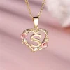 Collier avec pendentif lettre (A-Z) et motif floral