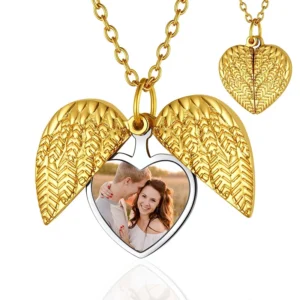 Collier avec pendentif cœur et texte personnalisé