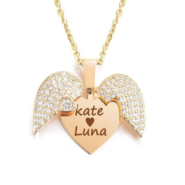 Collier avec pendentif cœur et texte personnalisé